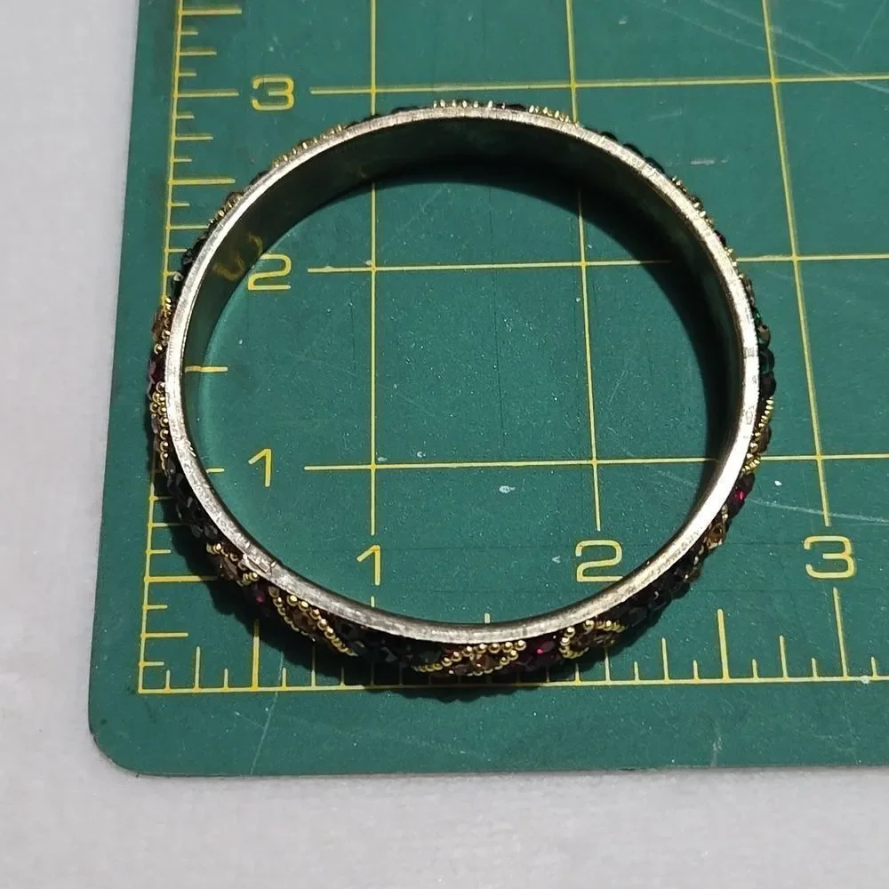Set Of 4 Gold, Green & Red Bangles